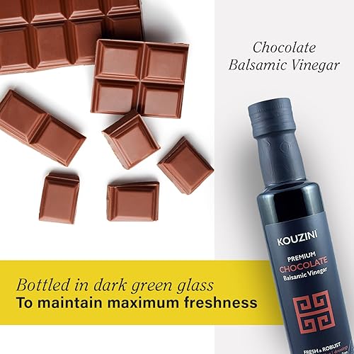 Miniatura 6 de Kouzini Vinagre balsámico de chocolate ultra premium, vinagres balsámicos añejos de Módena, Italia, sabor premium, suave y con cuerpo, botella de