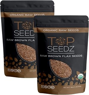 Top Seedz Certified USDA Organic Raw Brown Flax Seeds | Premium Fresh and Unsalted, Shell-Free Flax Seeds | Gluten-Free, Nut-Free, Vegan, Kosher, Keto, and Paleo | 1lb Resealable Bag | 2-Pack