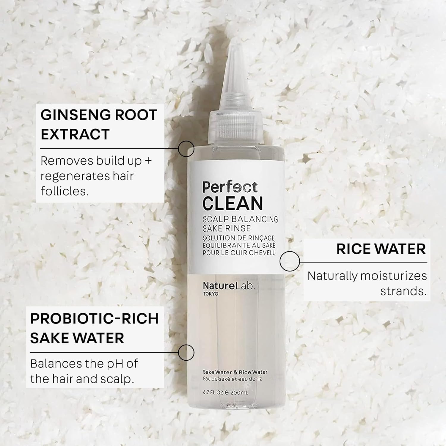 NatureLab.TOKYO Perfect Clean Clarifying Scalp Scrub 2-in-1 Shampoo and Scalp Scrub Hair Treatment (8.1 oz) & Perfect Clean Scalp Balancing Sake Rinse (7 oz) - Image 5