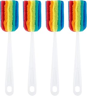 Framendino, 4 Pack Sponge Bottle Brush Cleaner Cleaning Brushes Long Handle for Kitchen Clean Bottle Glasses Mugs Cups