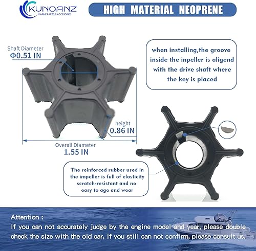 Miniatura 7 de 17400-93951 18-3256 Kit de reparación de impulsor de bomba de agua para Suzuki Sierra 9.9 15 HP 24 tiempos fueraborda 9.9HP 15HP Johnson Evinrude