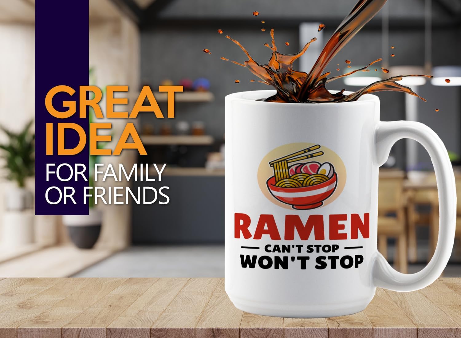 Ramen Lover Coffee Mug 15oz White -Cant stop wont - Food Lovers chicken pumpkin vegan pantry spicy noodles image 2