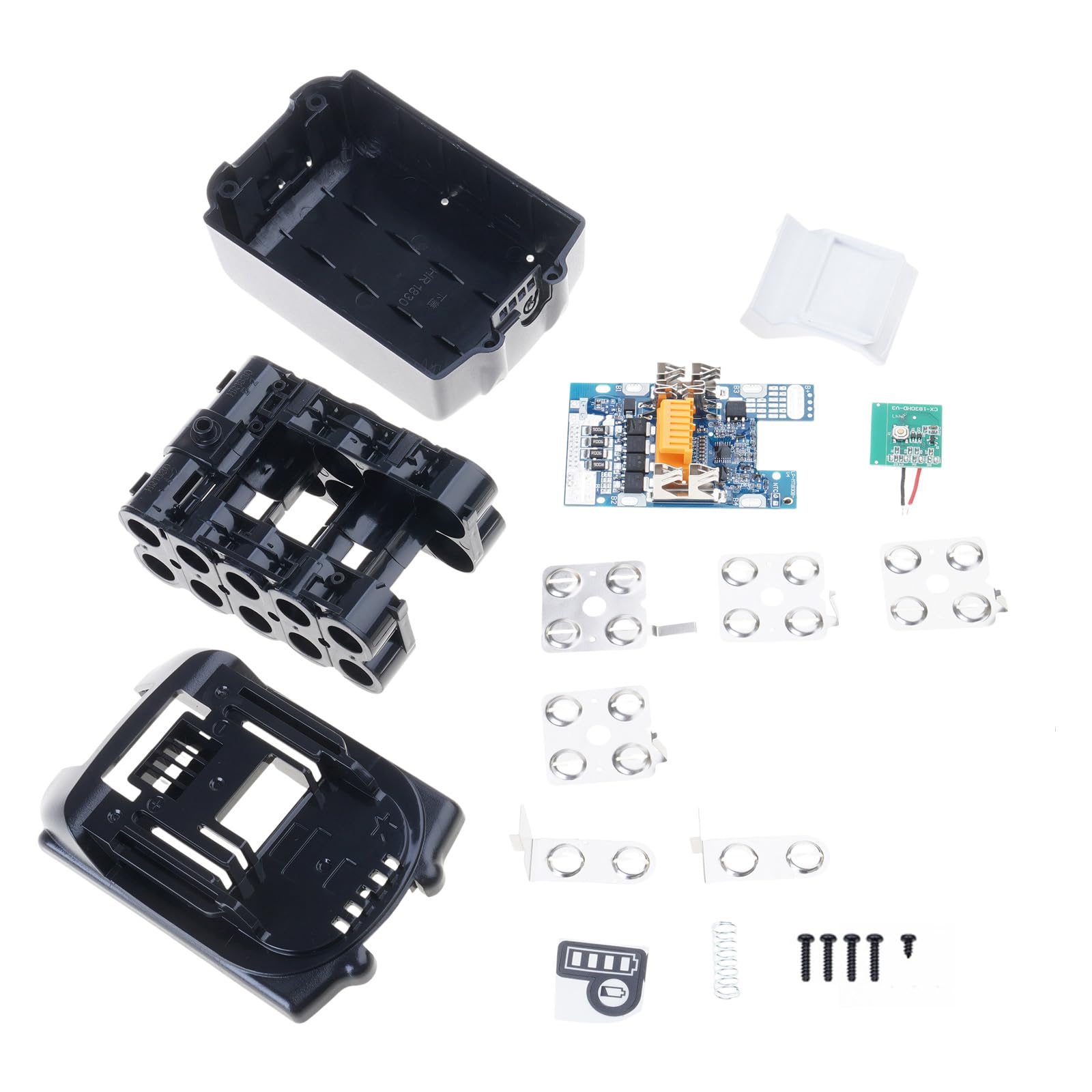 Boîtier de batterie 18650 pour batterie BL1830 18 V avec circuit imprimé et indicateurs LED