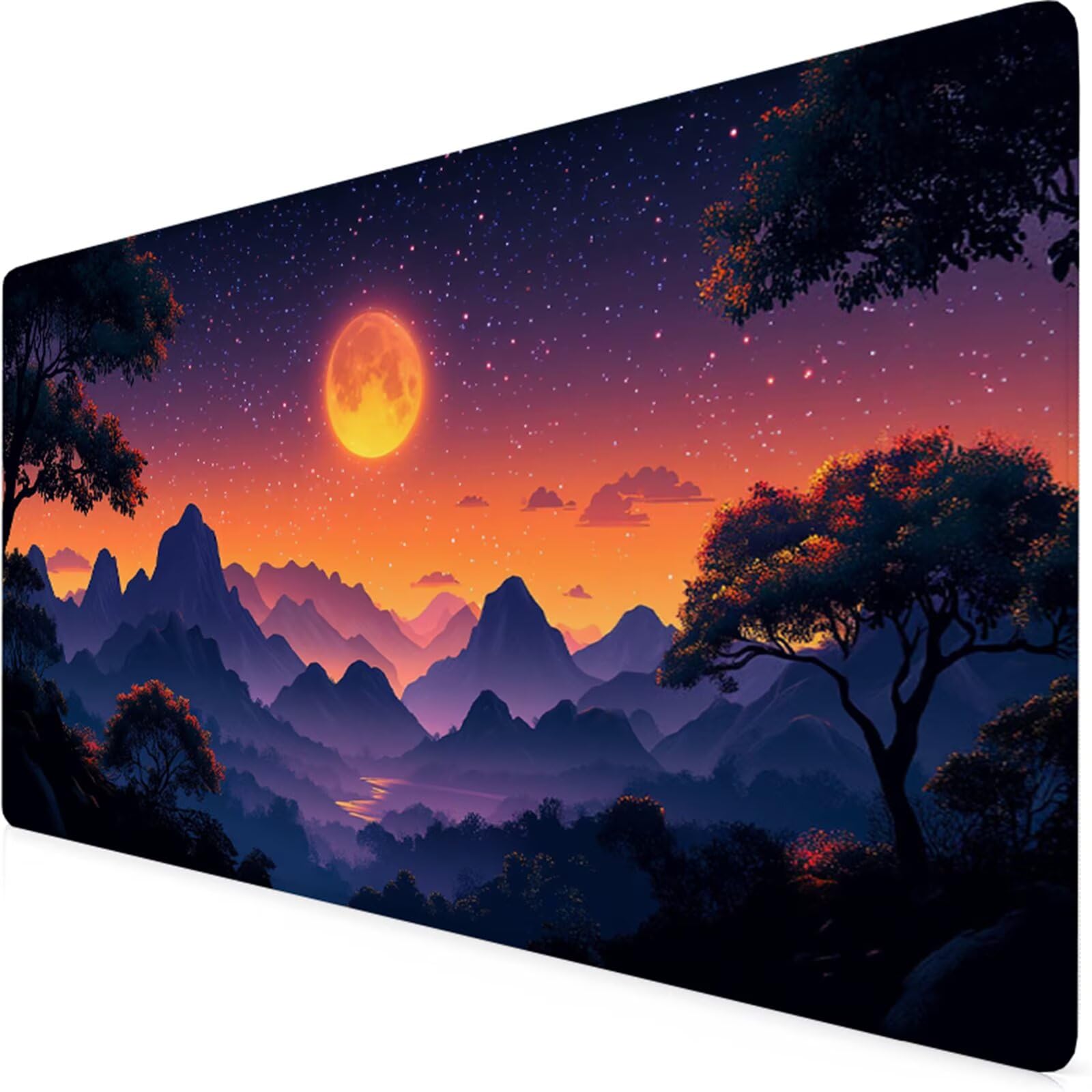 Pomarańczowa podkładka pod mysz do gier XXL 1600 x 800 x 3 mm podkładka pod mysz na biurko wodoodporna podkładka pod mysz krajobrazową z antypoślizgową gumową podstawą krawędziami zszyta podkładka pod