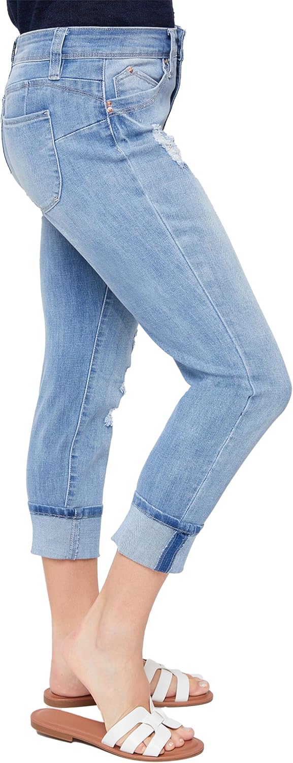 Royalty for Me Womens Royalty for Me Women's Petite Wannabettabutt Mid Rise Mega Cuff Jeans - Image 2
