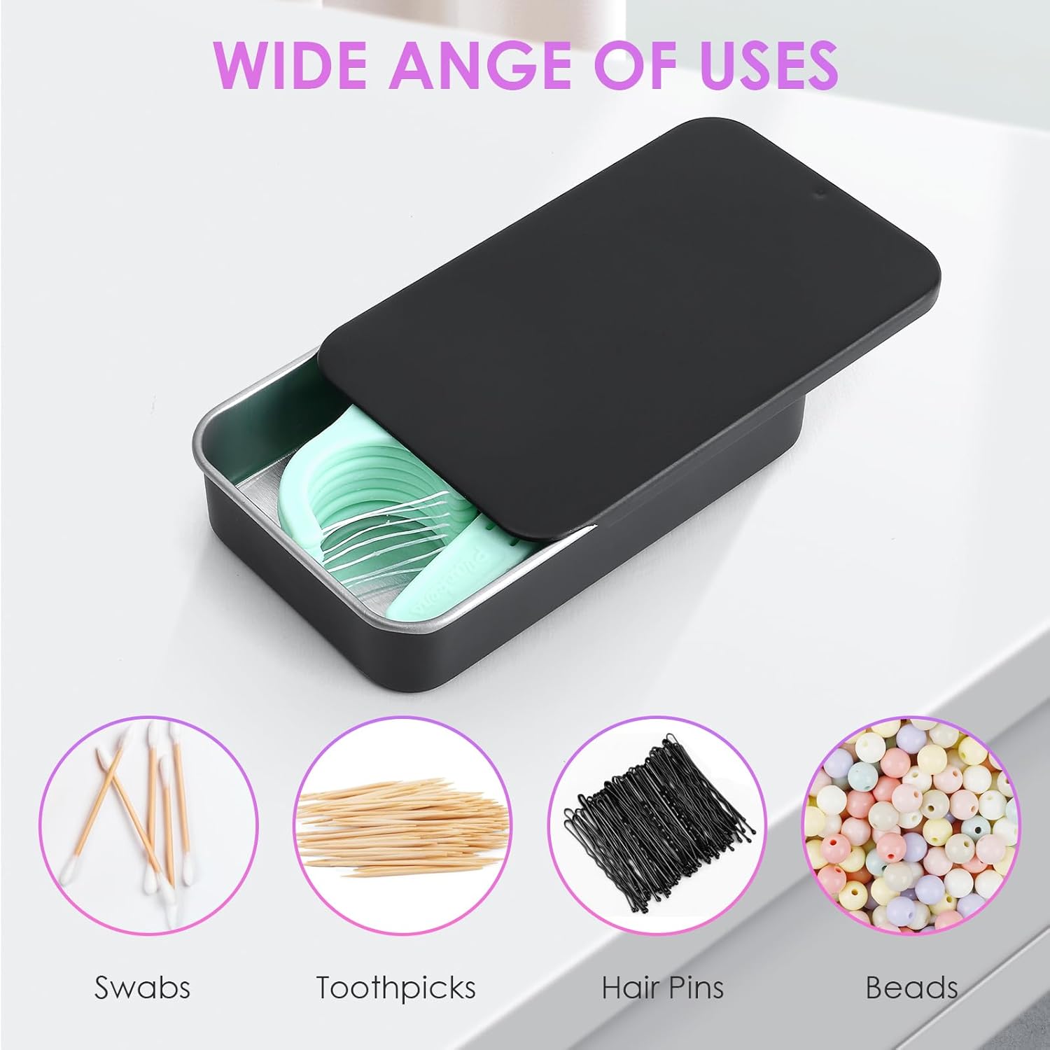 2Pack Travel Floss Picks Case, Refillable Portable Floss Pick Holder and Dispenser, Small Tin Box Containers. - Image 3