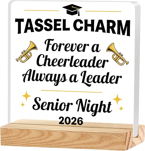 Funny Desk Shelf Decor, Tassel Charm Forever Cheerleader Acrylic Sign