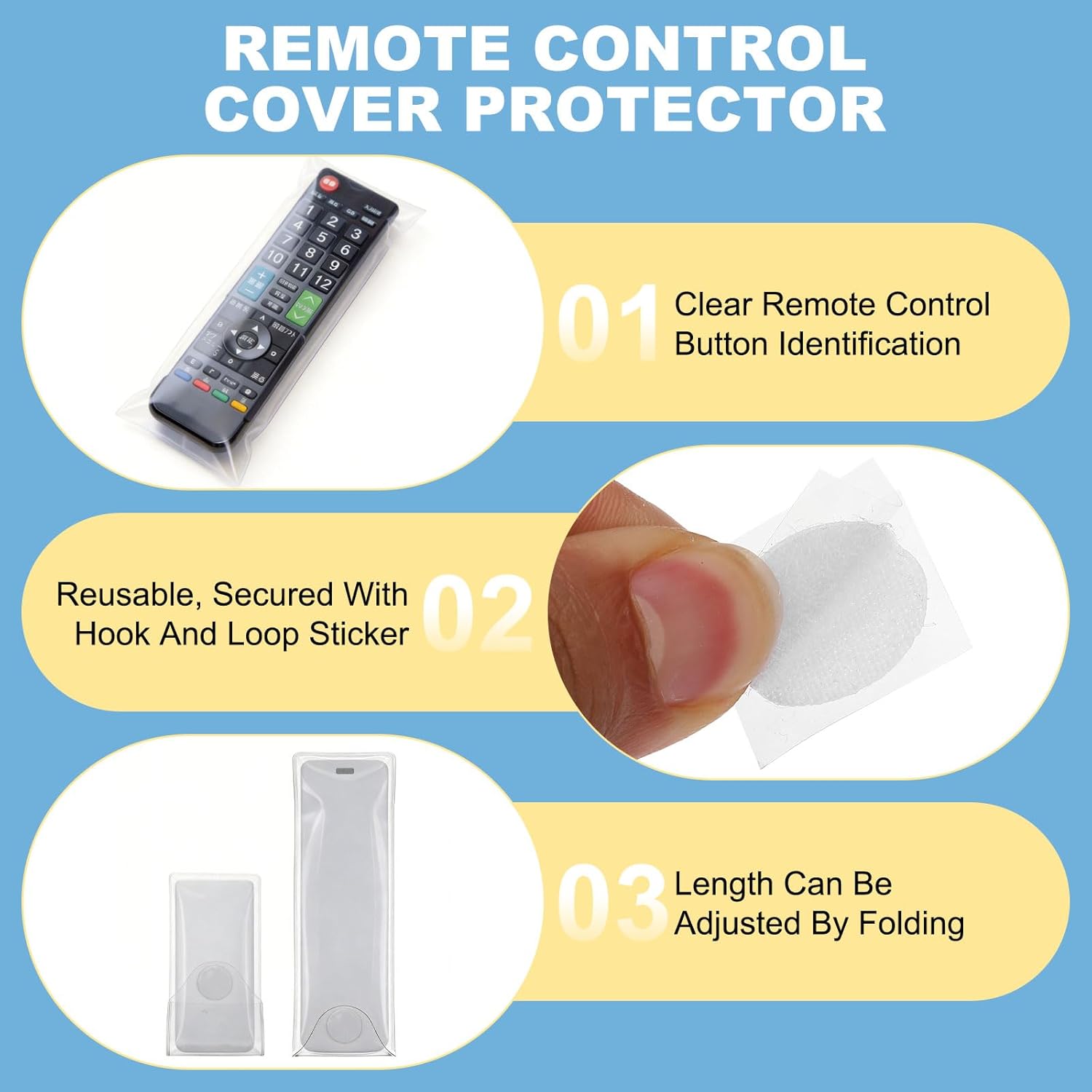 2Pcs Remote Control Cover Protector (7" x 2.4") Transparent Waterproof Flexible Protective Sleeve Wrap Bag Universal TV Controller Protective Case for Air Conditioning Television