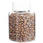 GOTDYA 1000pcs 5mm Light Brown Extension Beads,Silicone Lined Micro Rings,MicroLink I Tip Weft Beads for Hair Tinsel and Feathers Extensions