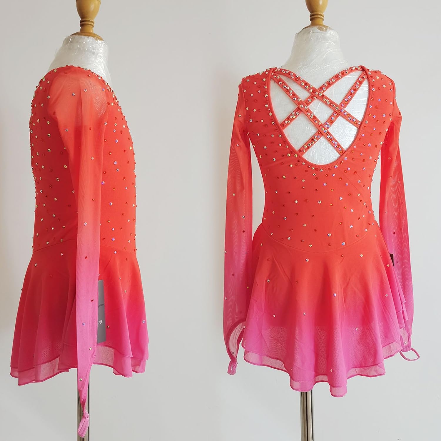 LIUHUO Girls Women Ice Figure Skating Competition Dress Gradient