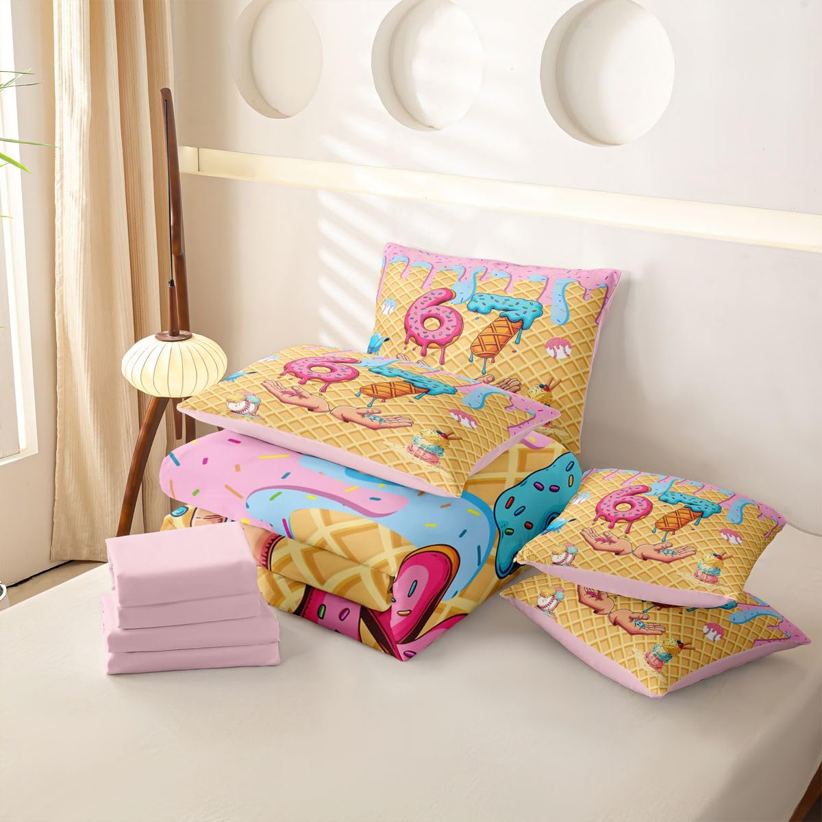 Loussiesd SIX SEVEN 6 7 copripiumino singolo 7 pezzi Baseball set di biancheria da letto per bambini ragazzi ragazze gioco sport letto in una borsa con copripiumino, lenzuola, federe, federe