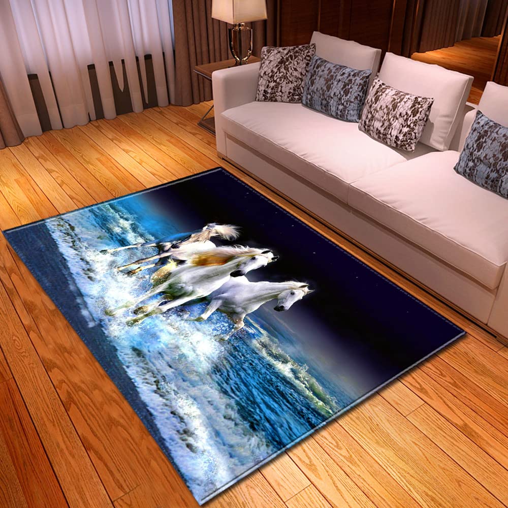 Tapis de salon imprimé loup 3D flanelle douce 120x160 cm