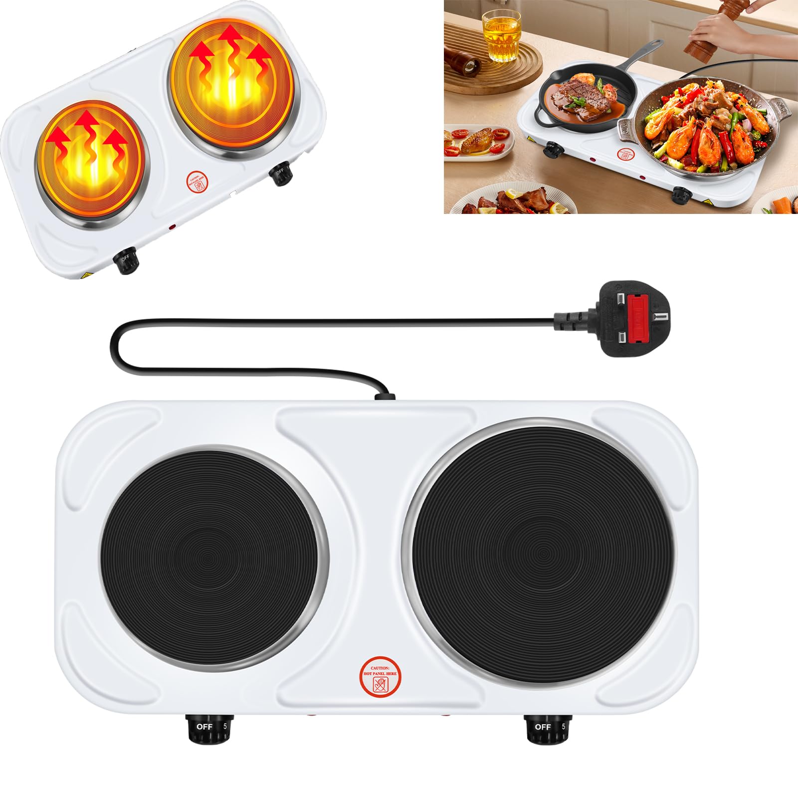 Electric Hob Portable Double Hot Plate Ring Electric Burner - Main Image