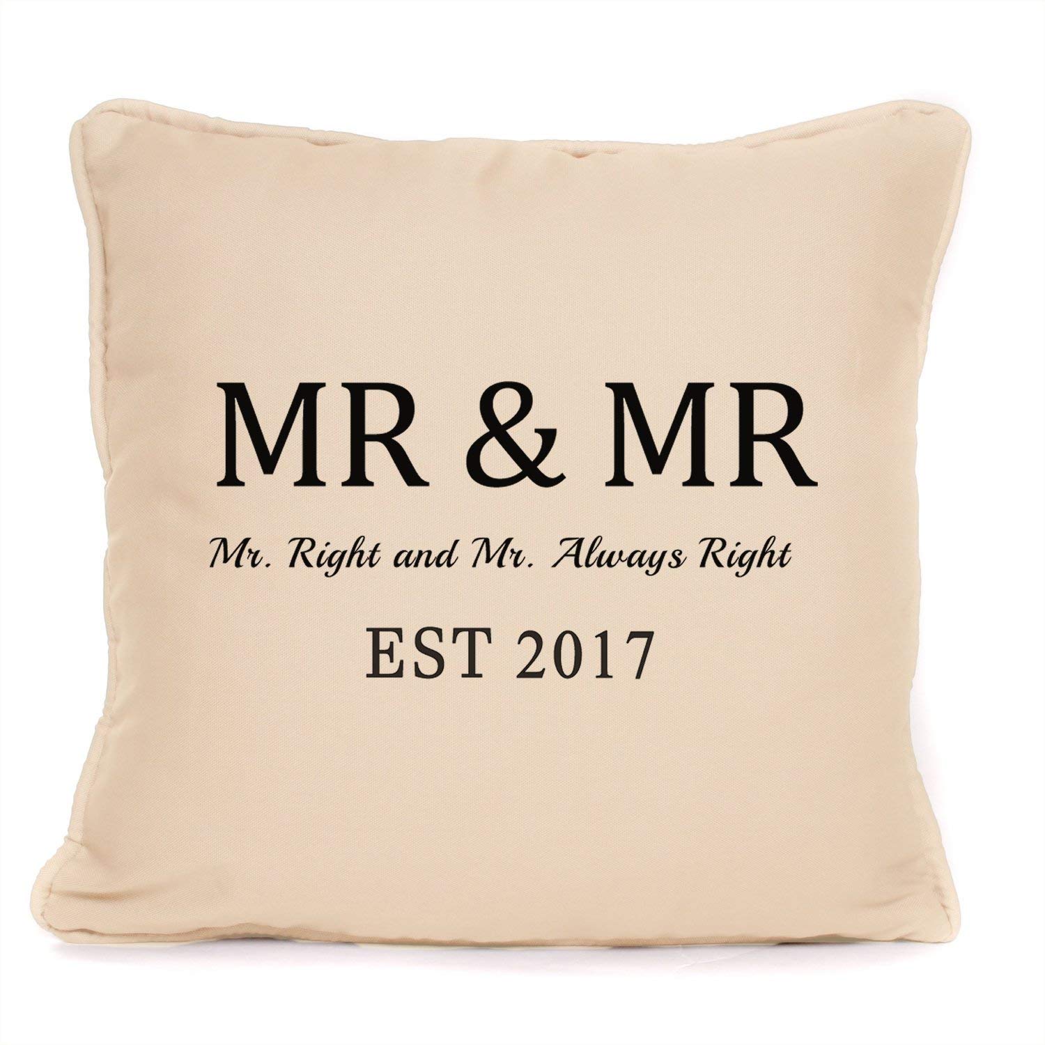 Wedding Anniversary Gift For Gay Same Sex Marriage | Mr and Mr | Personalised Cushion With Cover Included | 18 x 18 Inch | Valentines Day For Him And Her