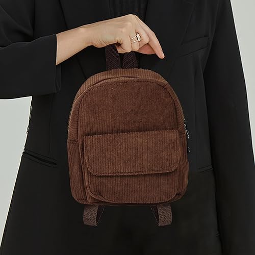 Miniatura 5 de Mini mochilas para mujer, mochila de pana elegante para mujer, para citas, viajes, mochilas de campamento para mujeres y niñas, Marrón, mini,