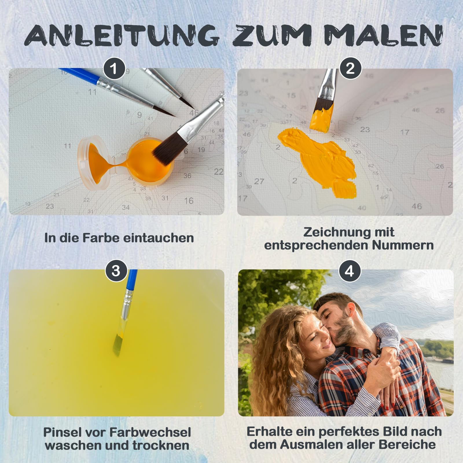 Malen nach Zahlen Personalisiert Eigenes Bild – Malen nach Zahlen Erwachsene mit Eigenem Foto, DIY Paint by Numbers Set Personalisiertes Geschenk für Paare, Freunde, Familie, Haustiere, Home Decor