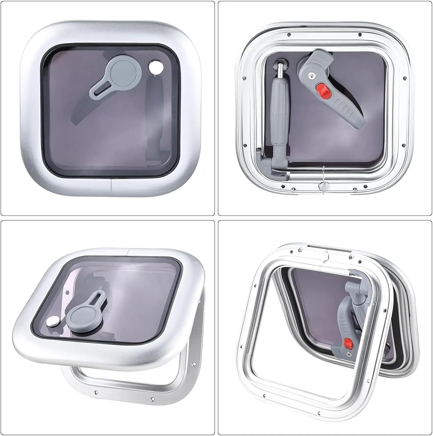 10.8"x10.8" Boat Square Porthole,Aluminum Alloy Deck Hatch Port Hole Window,Push Out Opening Portlight Window Boat Yacht RV