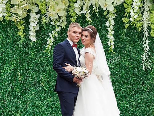 Miniatura 6 de Telón de fondo verde con flores, hojas verdes, flores blancas, telón de fondo para fotos, despedida de soltera, para boda, recepción, ceremonia,