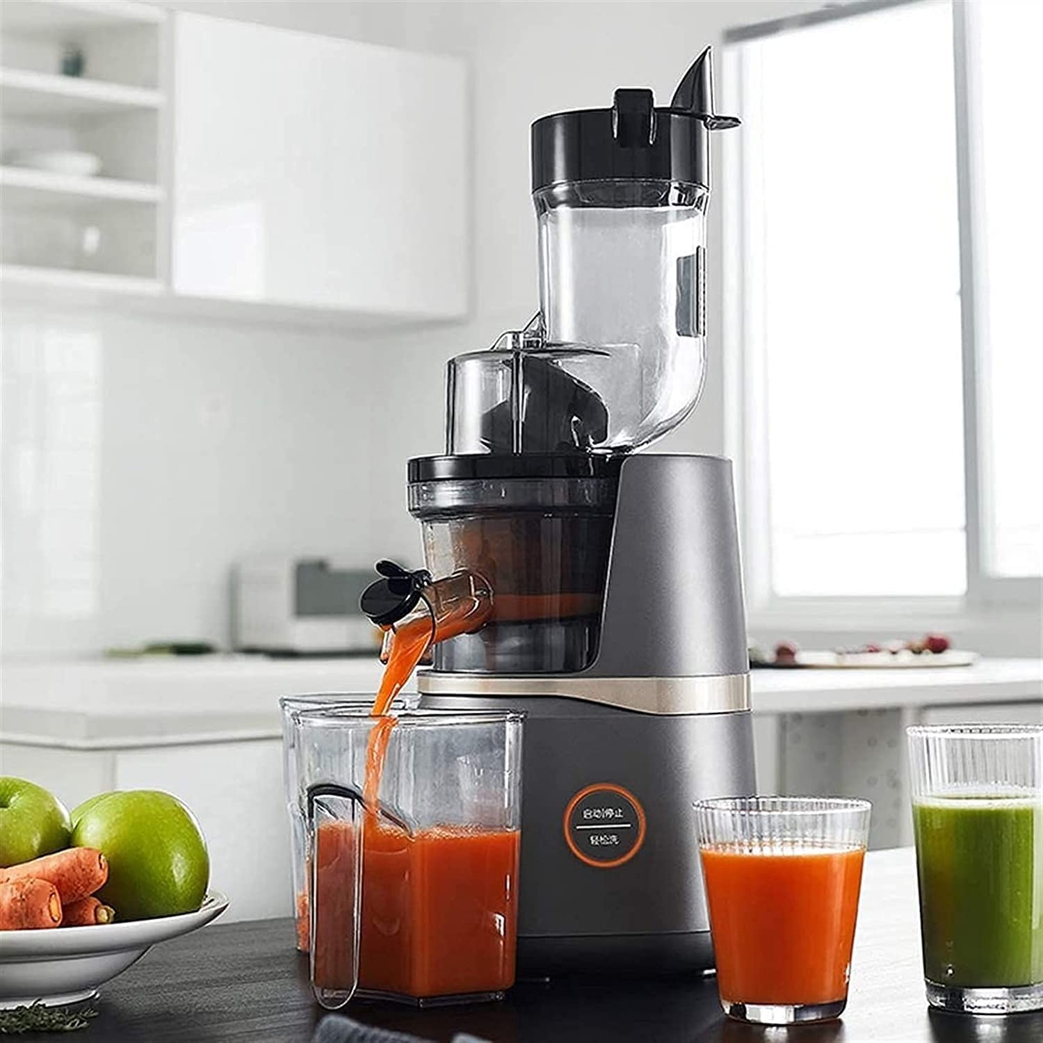 Extracteur de jus Multifonction en Acier Inoxydable brossé pour légumes et Fruits, Carottes, Oranges et céleri, etc.
