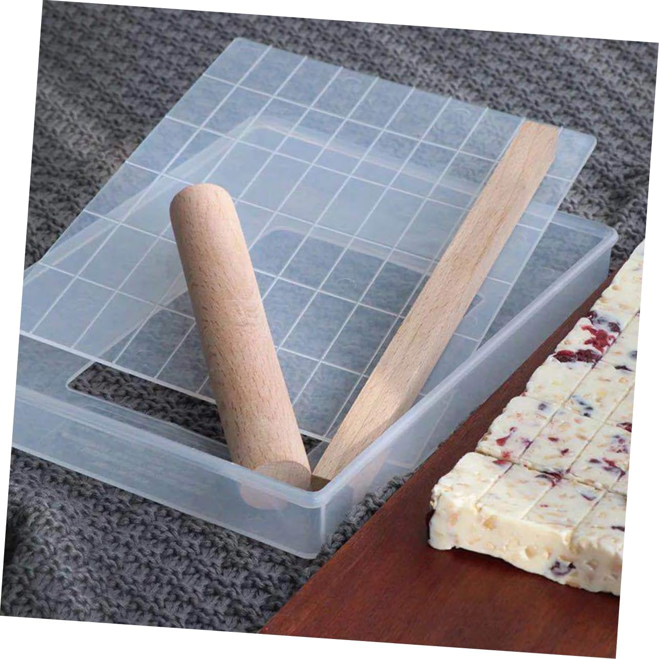 COLLBATH Nougat Baking Plate Kit Non Stick DIY Candy Mold with White Box Silicone Mat Stick Reusable Pastry Tools for Making Nougat Biscuits More