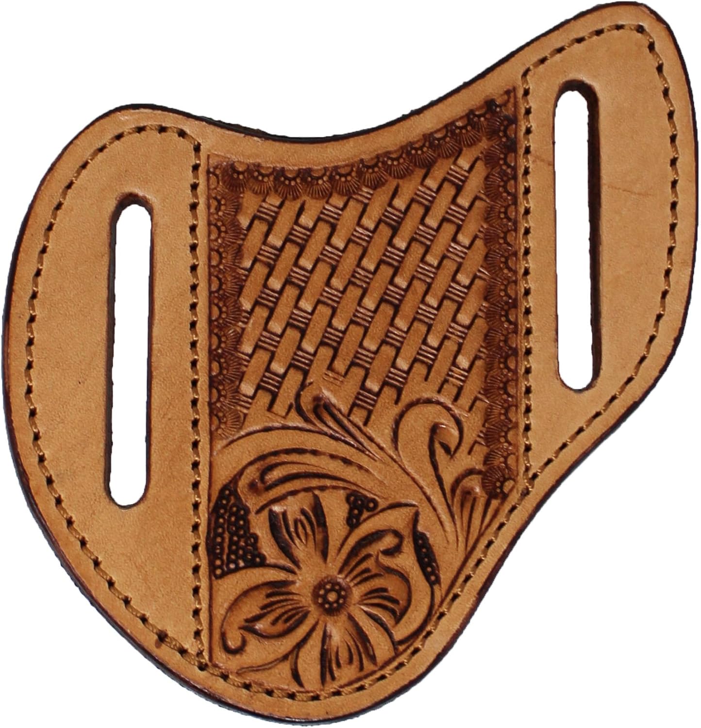 Western Leather Floral Basket Hand-Tooled Knife Holder Flat Sheath 29RS64B