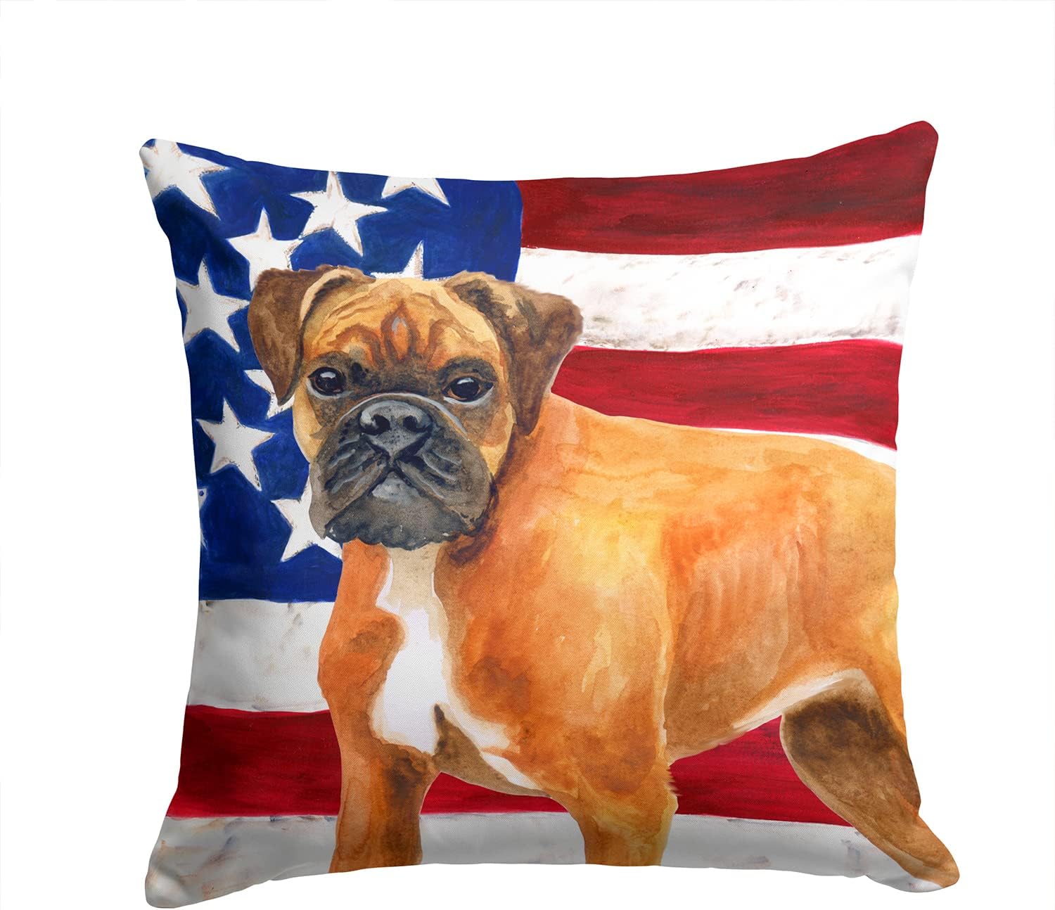 Caroline's Treasures BB9640PW1414 German Boxer Patriotic Fabric Decorative Pillow Machine Washable, Indoor Outdoor Decorative Pillow for Couch, Bed or Patio, 14Hx14W