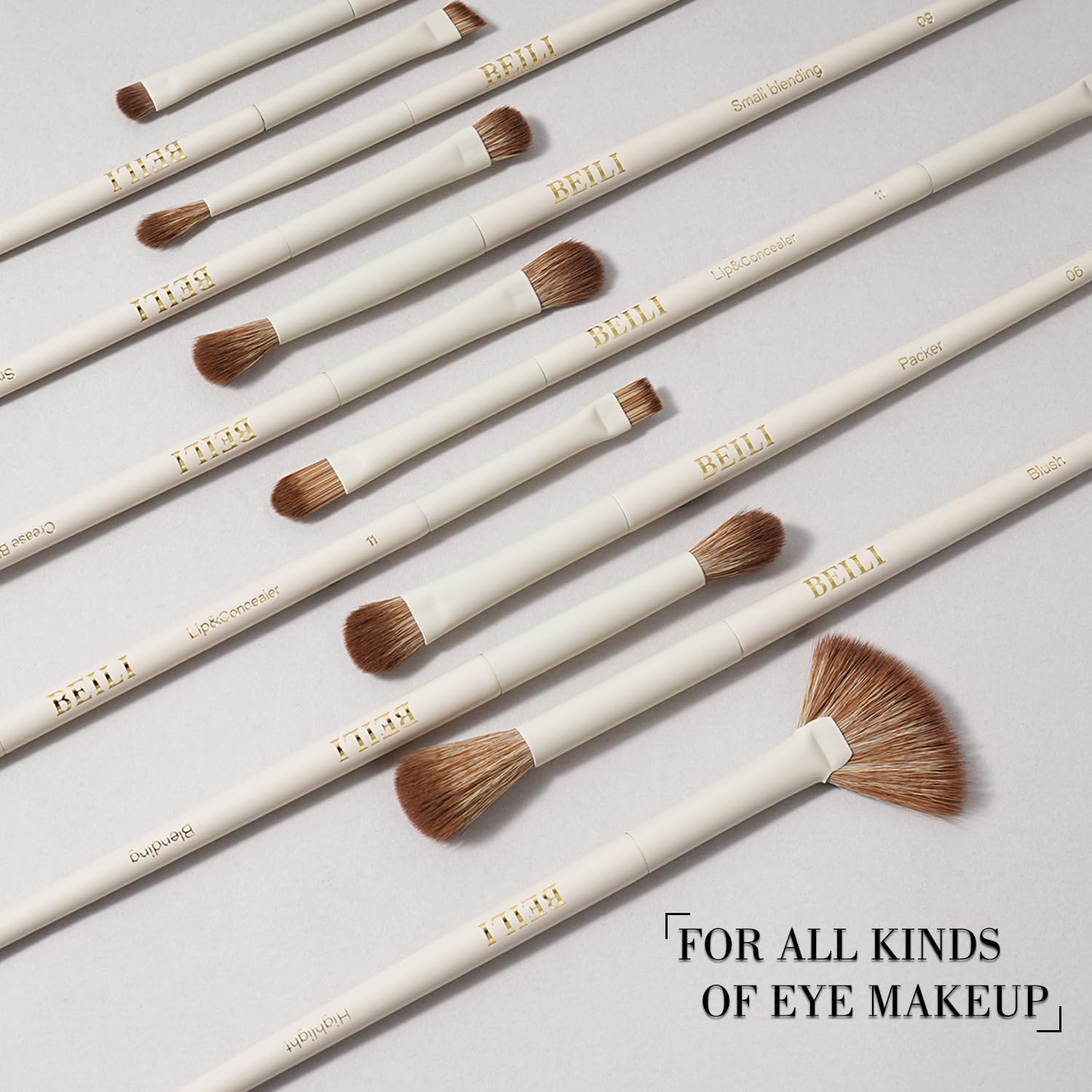 BEILI Pinceaux de Maquillage15 PCS Pinceau Maquillage Professionnelle, Set de Pinceaux de Maquillage Végétaliens Fond en poudre Fard à paupières Mélange Correcteur Pinceaux Pour Eyeliner