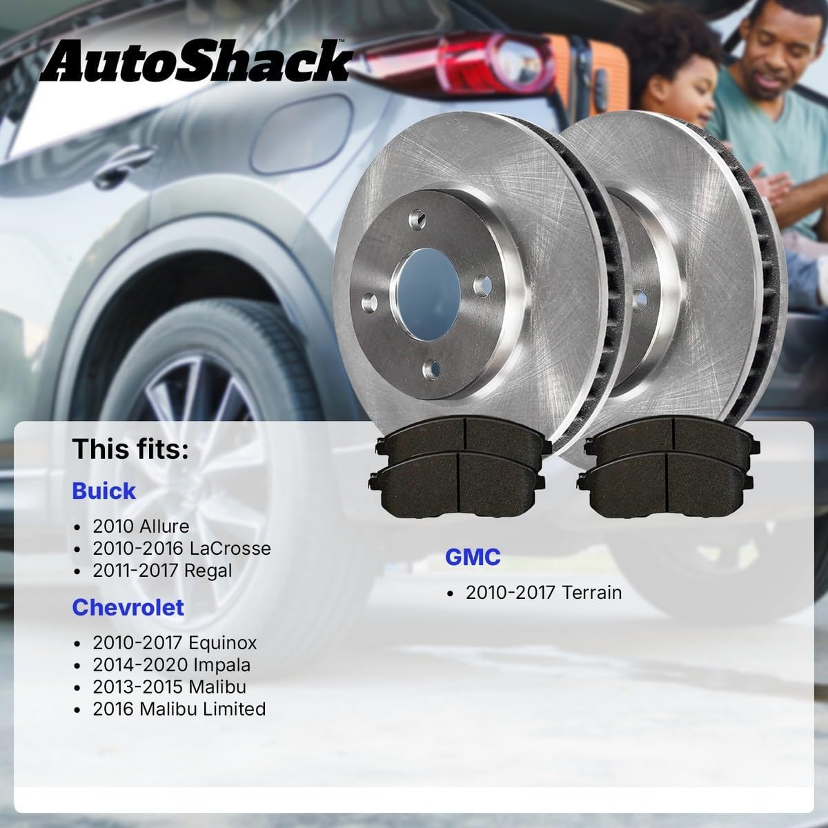 AutoShack Front Vented Brake Rotors + Premium Ceramic Pads 6-PC Brake Kit Replacement for 2010-2017 Chevrolet Equinox 2010-2017 GMC Terrain 2013-2015 Chevrolet Malibu 2010 Buick Allure 12.64" (321 mm)