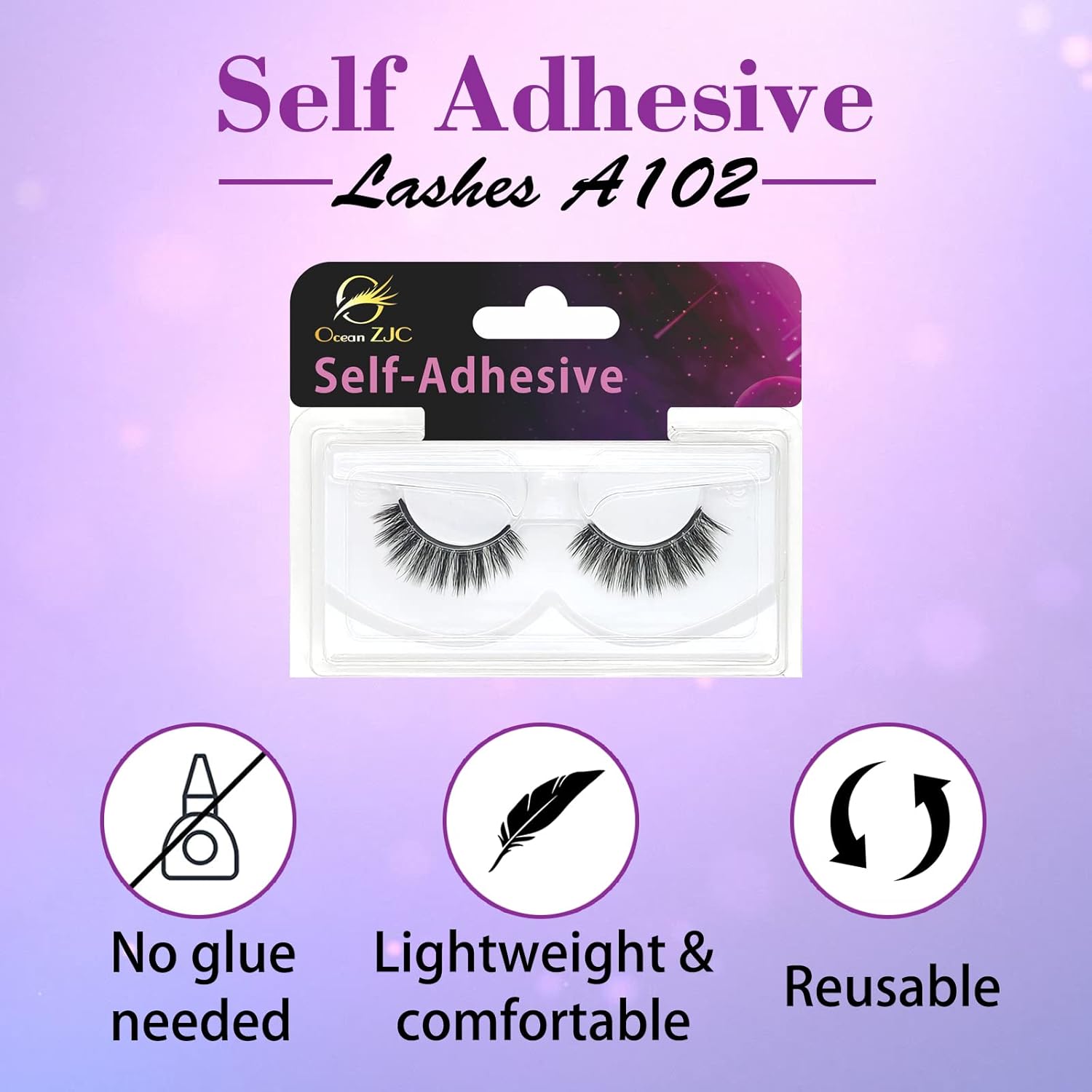 Self-Adhesive Eyelashes Without Eyeliner or Glue - Natural Fluffy False Eyelashes - Wispy Long Extension Eyelashes Pack - Makeup Thick Fake Eyelashes, Soft Lashes No Glue (4 Pack,A102) : Beauty & Personal Care