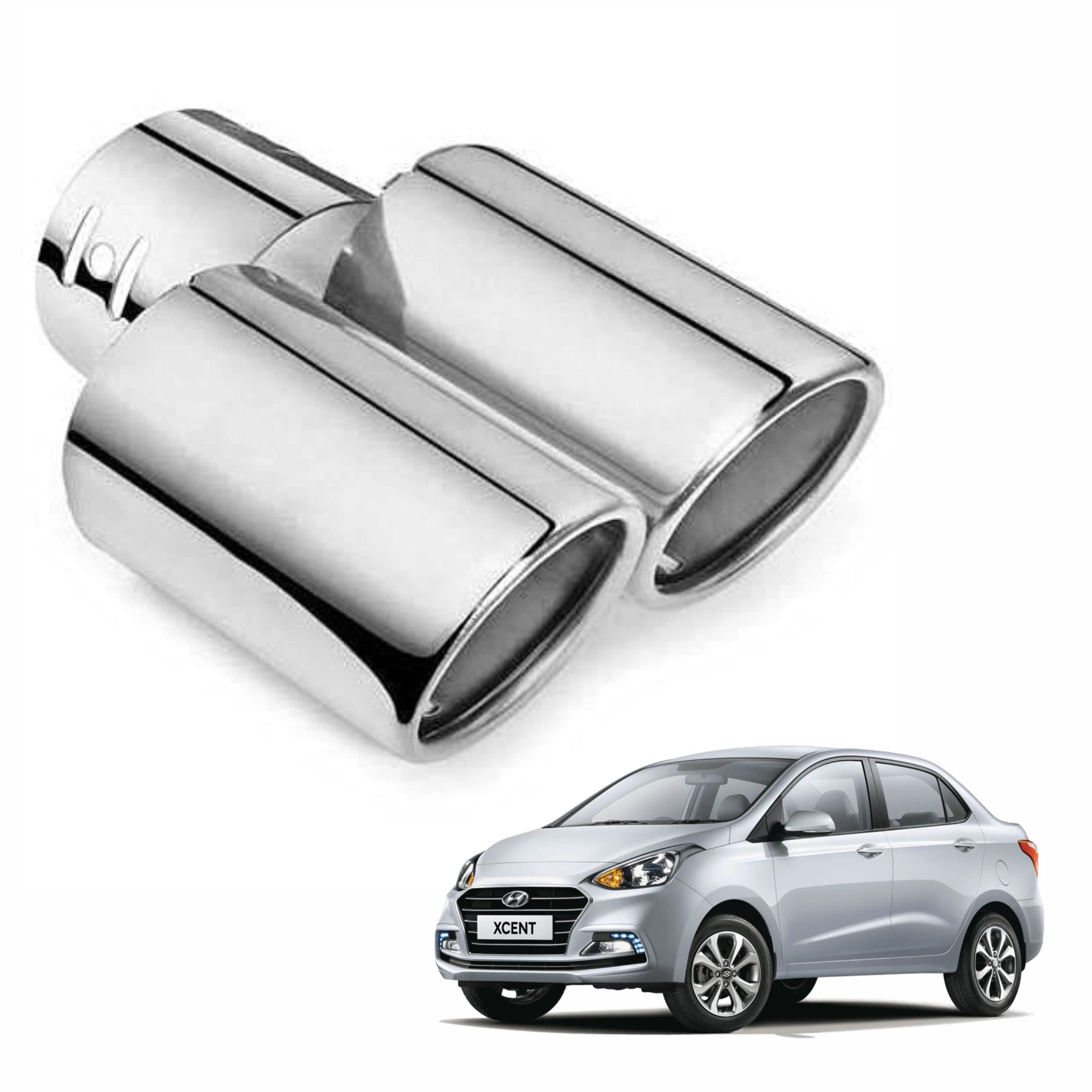 Dual Silencer Exhaust Tip Pipe Rustproof Stainless Steel Muffler Tail End Outlet 1Pcs For Hyundai Xcent-image-49