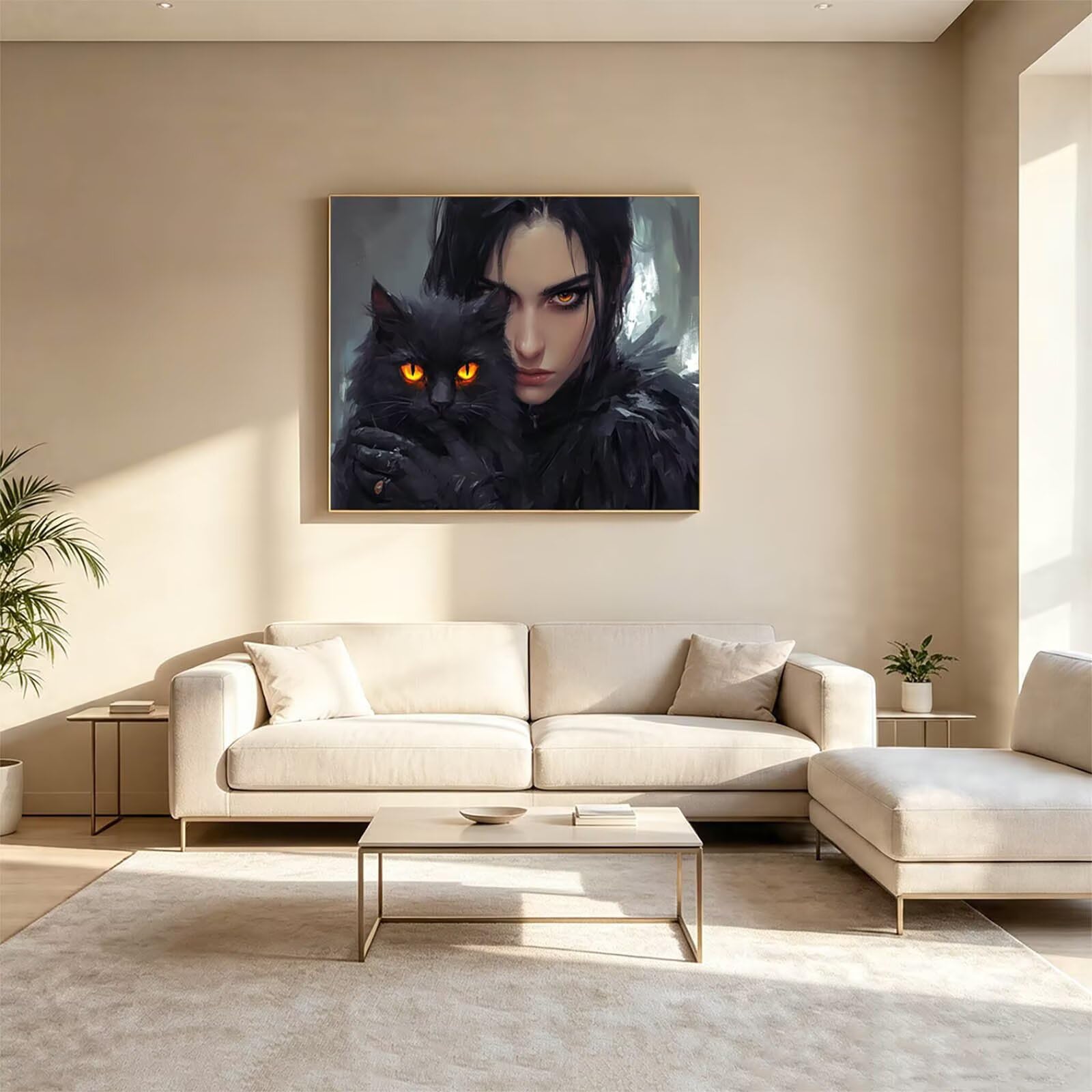 Malen Nach Zahlen Erwachsene Frau Leinwand zum Bemalen 70x95cm ZSHS-1294 | Diy Set Erwachsene mit Acrylfarben Set Pinselset Farbenfrohe Leinwand Katze für Deko Wohnzimmer Geschenke für Frauen