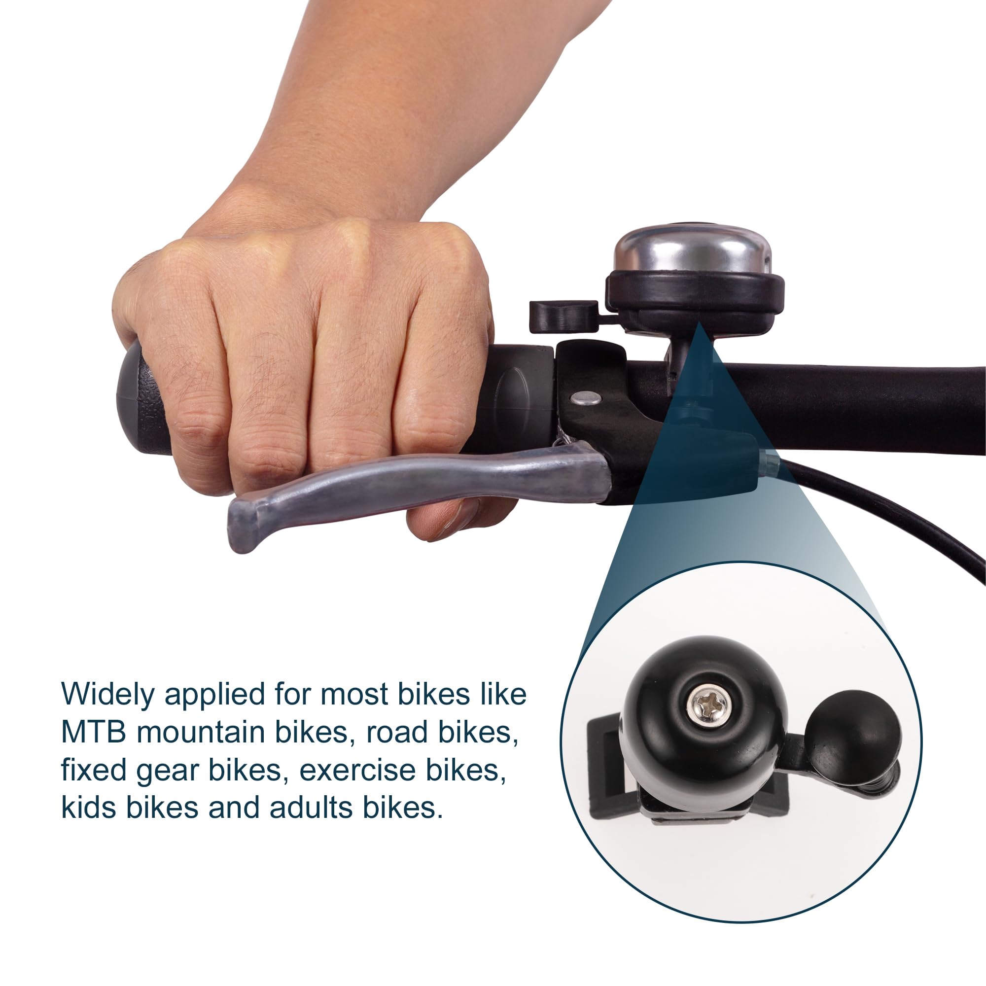 TUCKBOLD MTB Mountain Bike Road Bike Bicycle Trigger Bell Clean Sound Quick Release Strap Design Adjustable Cycling Handlebar Bell Black for Adults Children - Image 3
