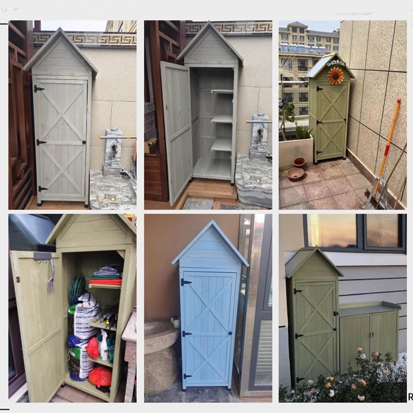 Gartenschrank Außenlagerschuppen Außenwerkzeugschrank Balkon-Kleinteileschrank(Weiß)