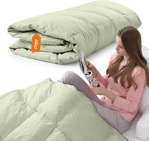 Cheer Collection Lujoso edredón hipoalergénico de plumón sintético para todas las estaciones, tamaño King (96 x 108)