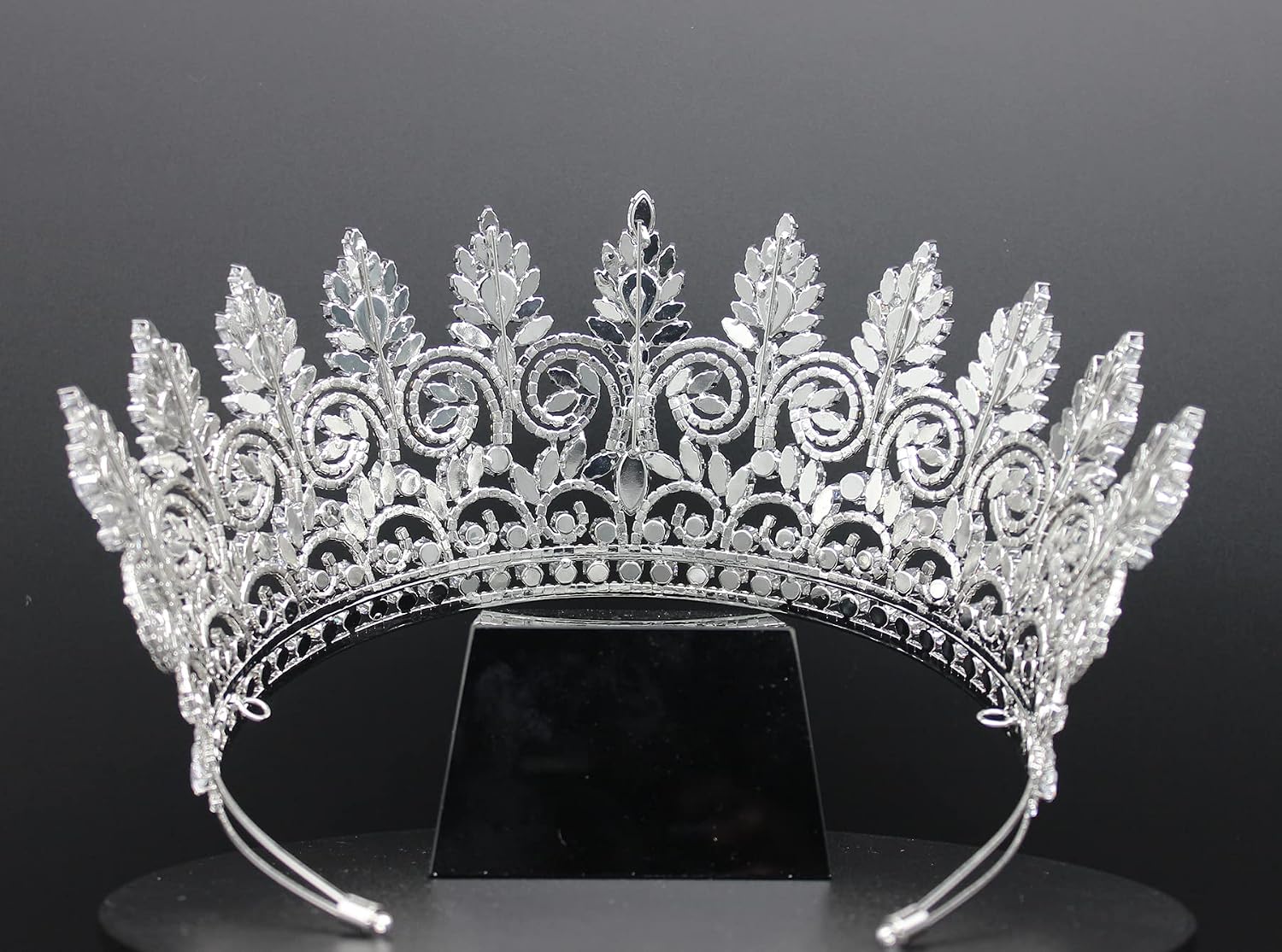 QXMYOO Luxury Cubic Zirconia Big Wedding Tiaras Headpieces for Bride Tall Pageant Queen Crowns Princess Birthday Quinceanera Prom Homecoming Bridal Hair Accessories HB086 (Silver)