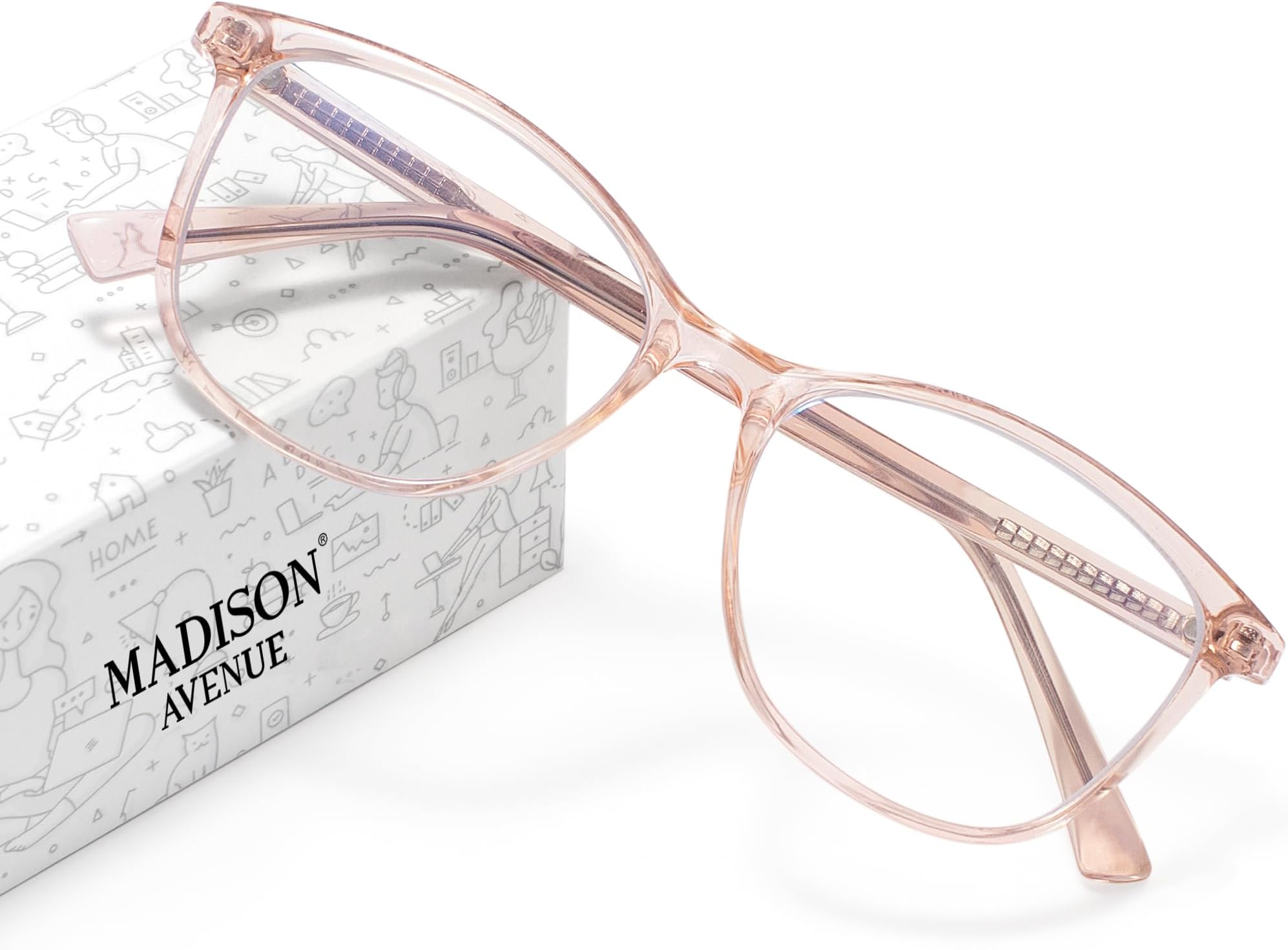 – Madison Avenue Blue Light Blocking Glasses Anti Eyestrain UV Glare Blue Light Glasses for Women TV Phone Computer Gaming Eyeglasses (Crystal Brown)