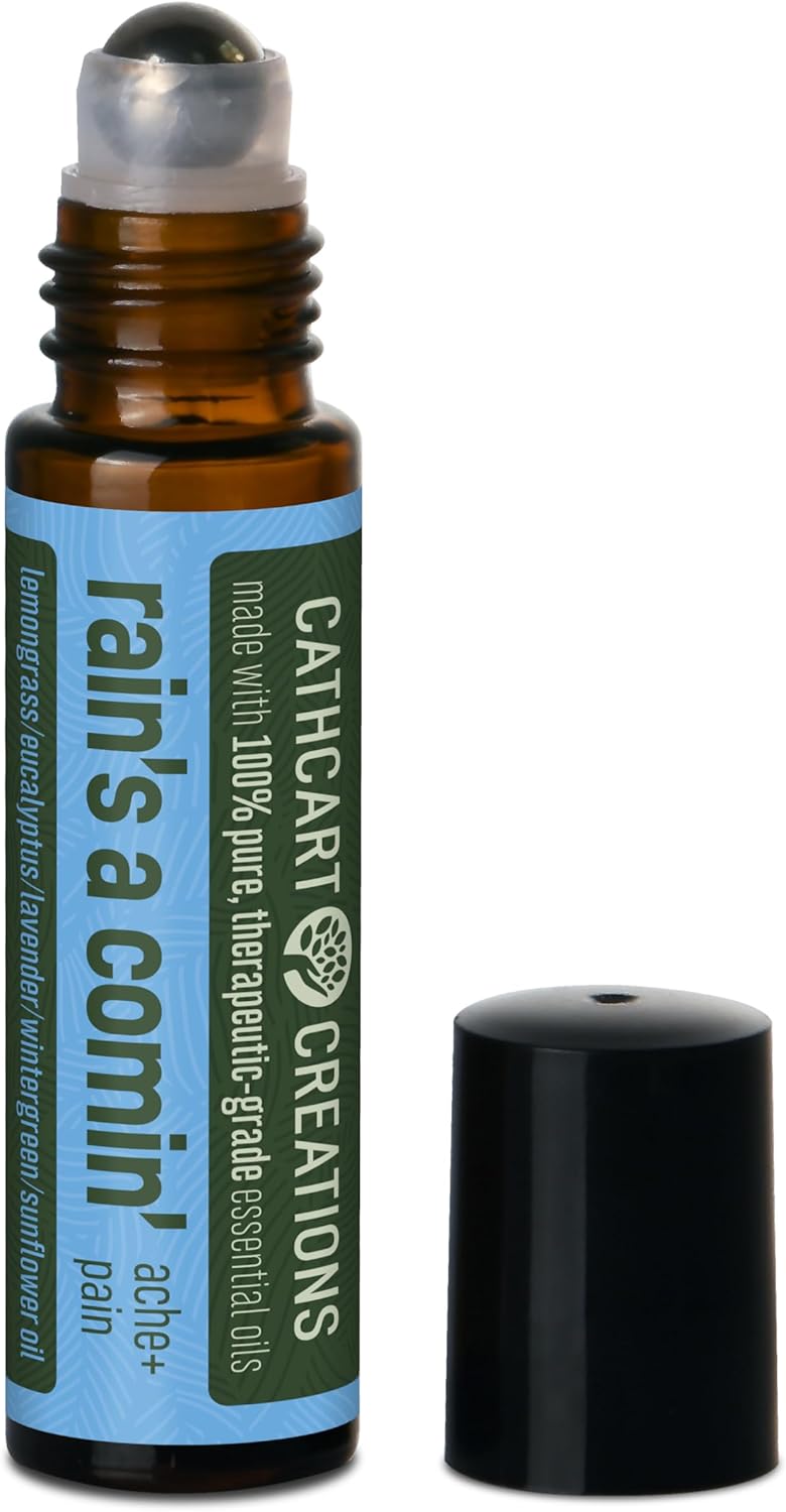 Cathcart Creations 100% Pure Essential Oil Roll On Bottles, 0.34 Fl Oz (10mL) Amber Glass Bottles with Stainless Steel Roller Balls and Lid (5 Scents Collection)