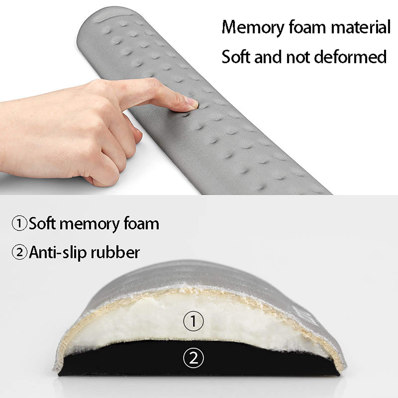 Tappettino poggiapolsi per Tastiera e Mouse, in Memory Foam, ergonomico, Antiscivolo, per Giocare e Usare Il Computer, per casa e Ufficio