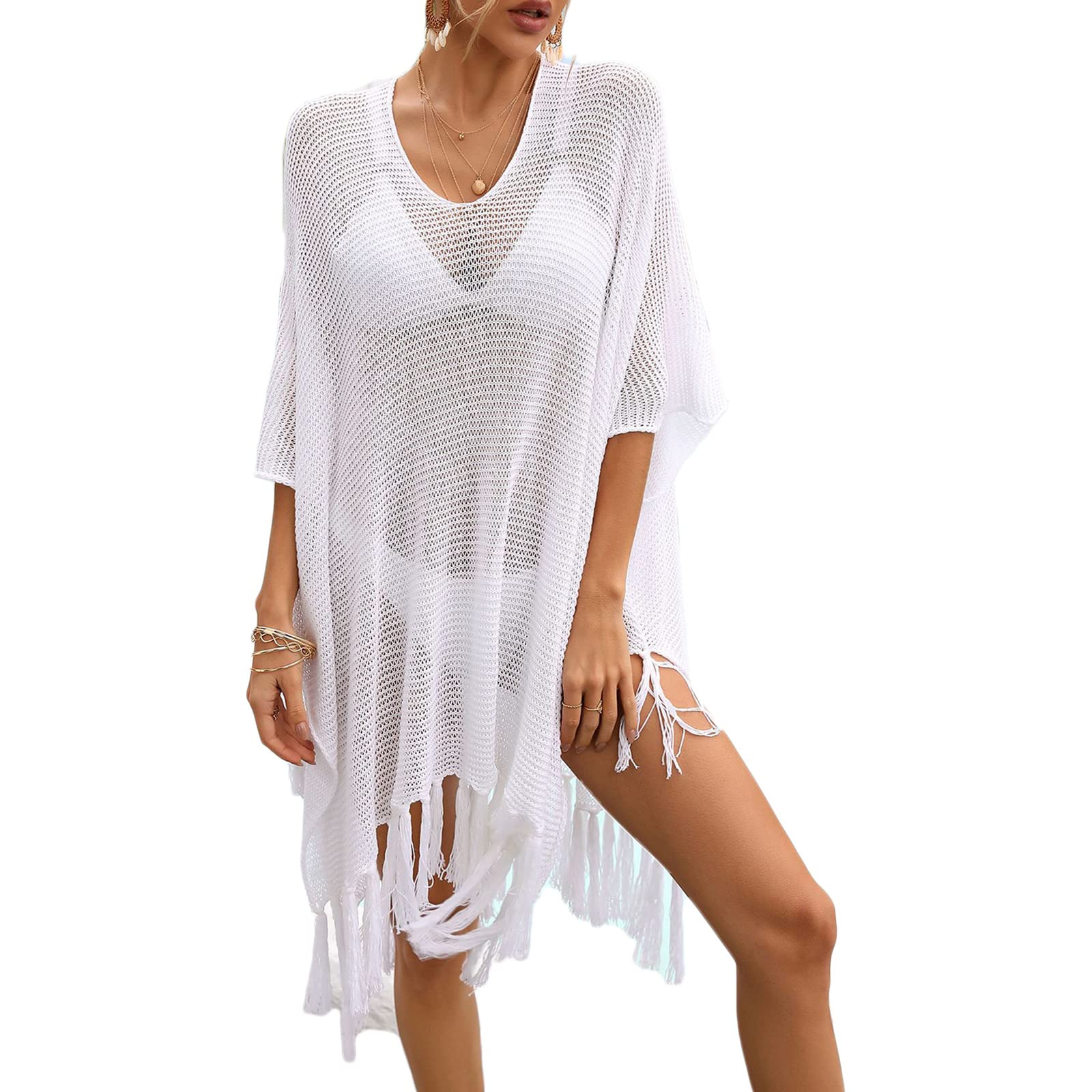 Cache-maillot de bain creux col en V et robe de plage - 8