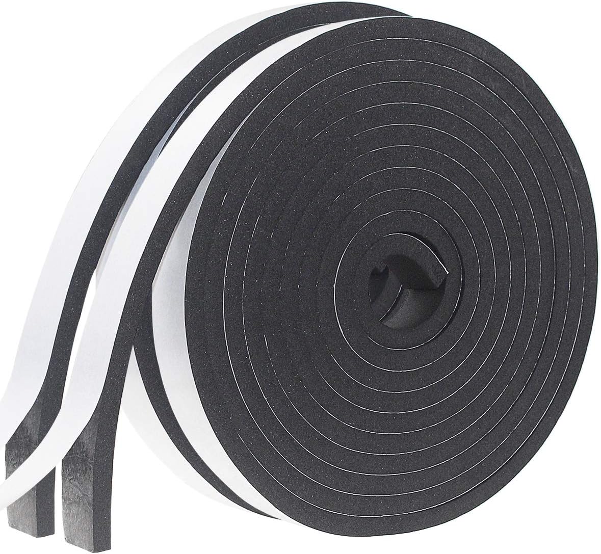 Weather Stripping Door Seal Strip for Doors and Windows, Foam Insulation Tape Self Adhesive,Sound Proof,Weatherstrip,Pipe Cooling, Air Conditioning Seal Strip (W:1In xT: 2/5In XL: 13Ft x 2 Roll)