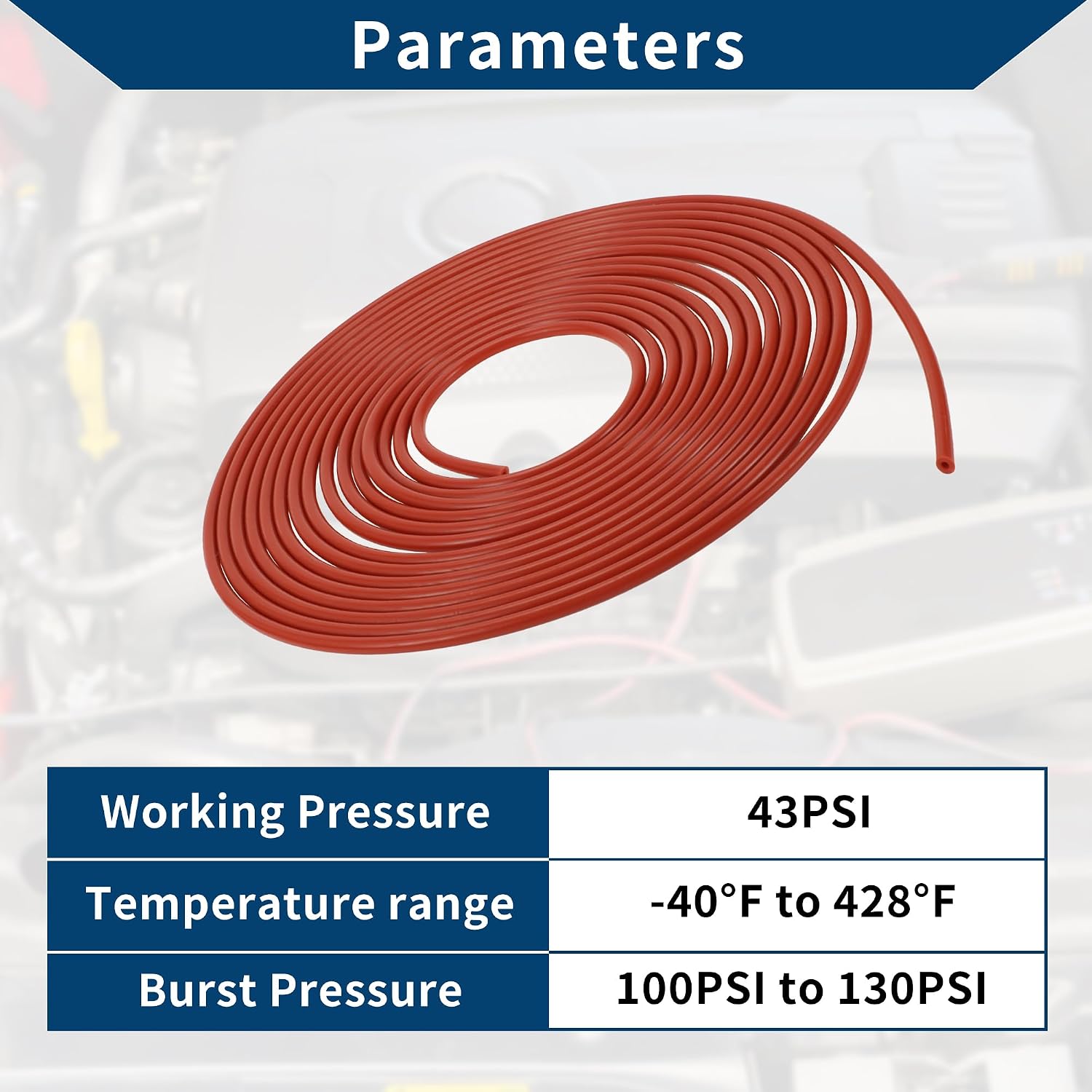 Silicone Vacuum Tubing Hose Automotive Vacuum Line High Temperature 50FT 1/8" 3mm ID 2mm Thickness 1 Pcs Red
