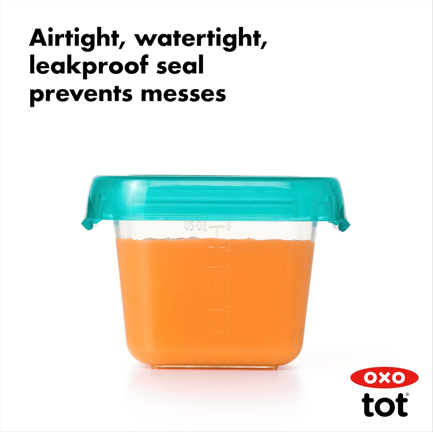 OXO Tot Baby Blocks Food Storage Containers, Teal, 6 oz image 6 of 8 B079RGDLSK