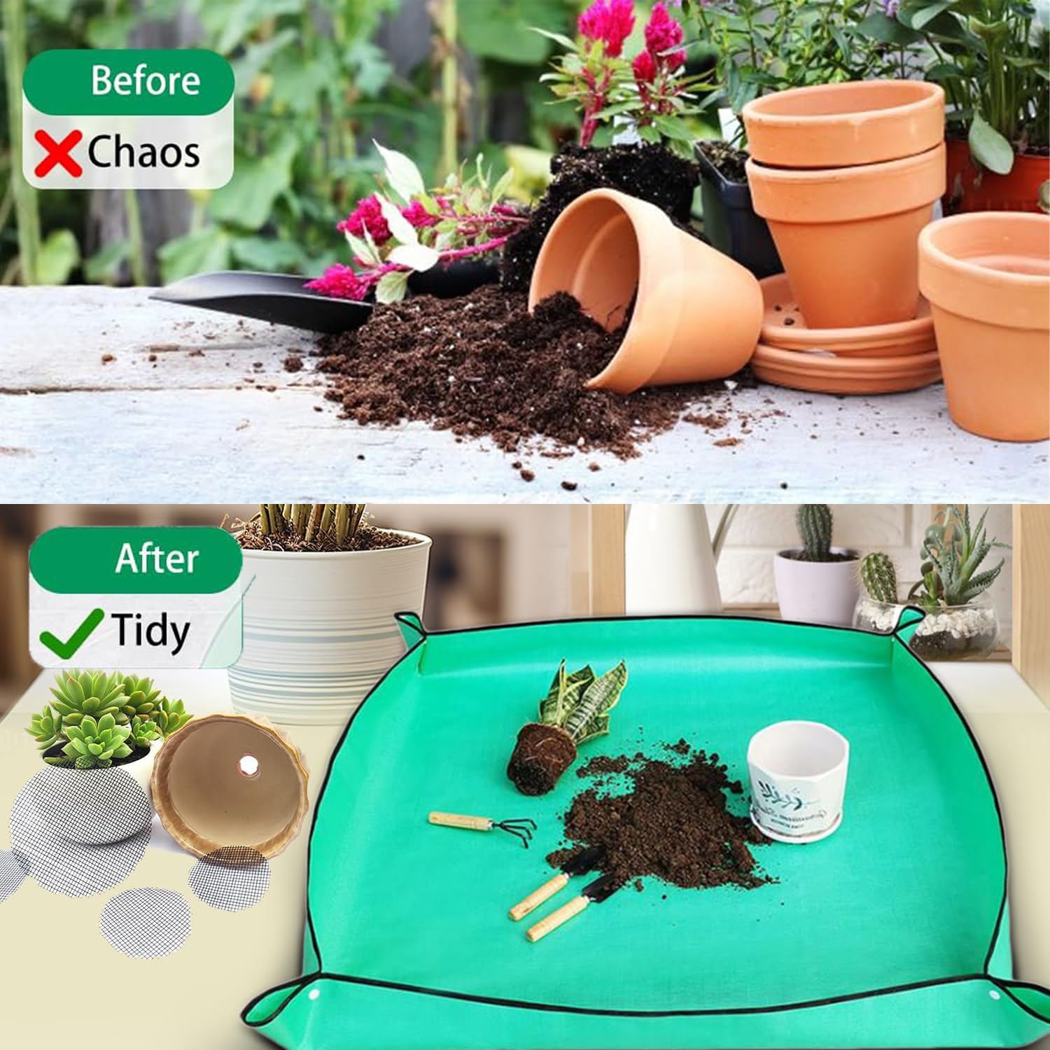 Foldable Waterproof Gardening Mat, Portable Replanting Tray for Indoor/Outdoor Plants - Image 4