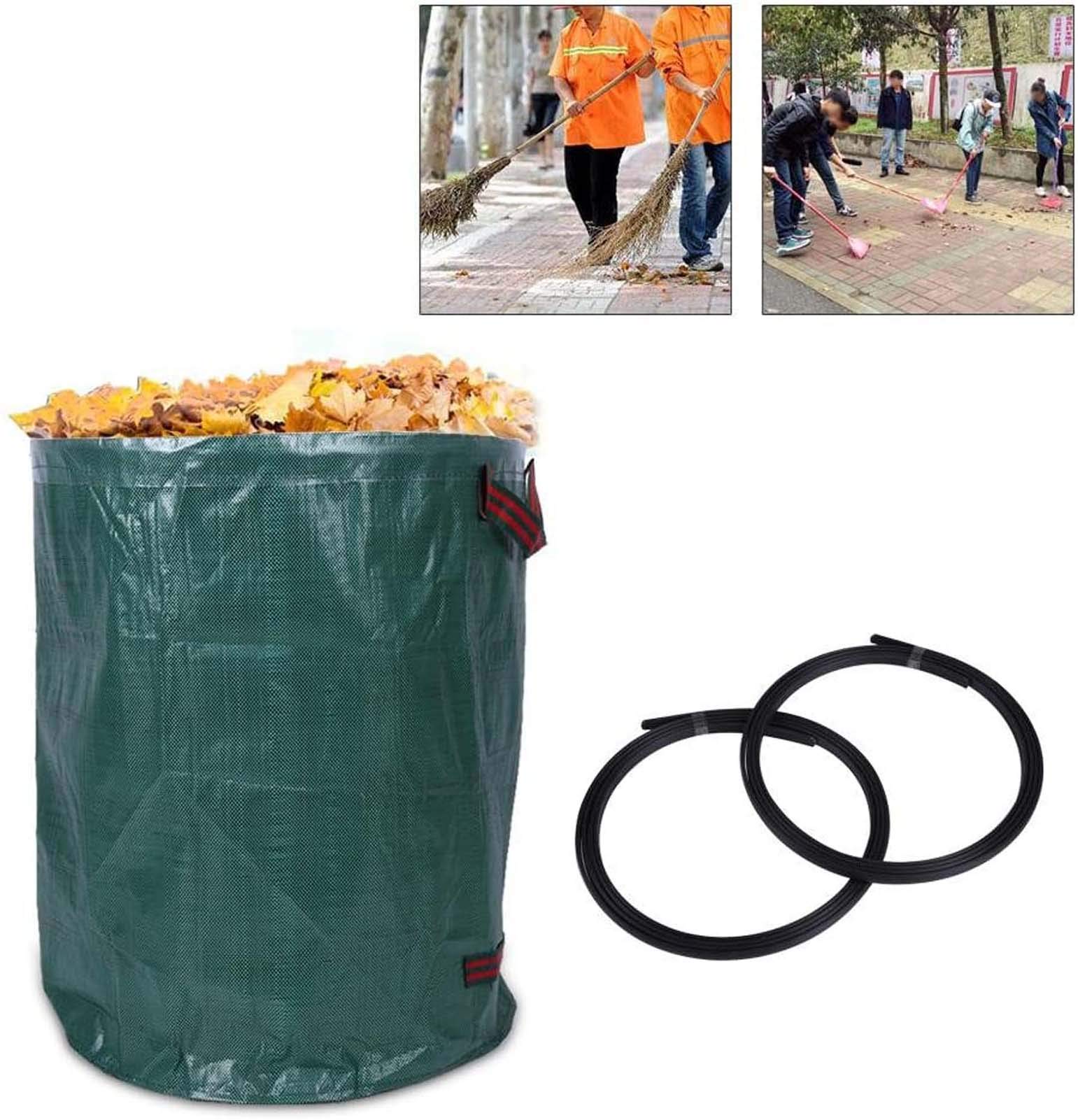 Sacchi per I Rifiuti da Giardino 300L/80Gallon, Sacco per Rifiuti da Giardino in Polipropilene, Sacco per Raccolta Foglie Pieghevole, Borsa da Giardino (2 Pezzi)