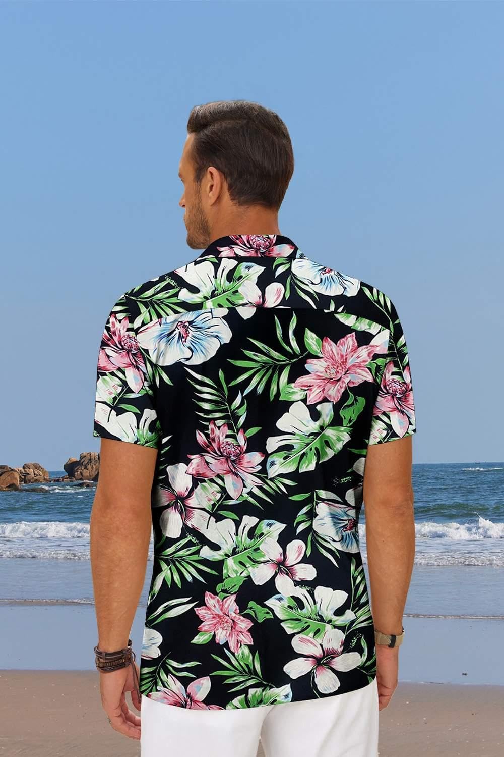 COOFANDY Mens Hawaiian Shirt Short Sleeve Floral Button Down Shirts Tropical Summer Beach Shirts Camp Collar Shirt - Image 3