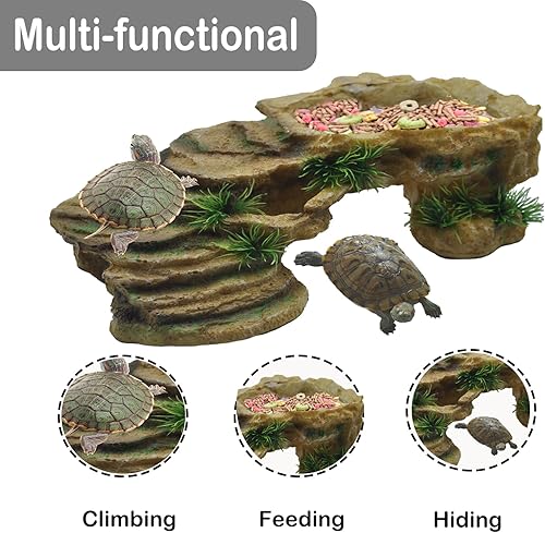 Miniatura 9 de kathson Plataforma de tortuga con ventosa para escalar tortuga, resina, decoración de escalones de resina, decoración de reptiles, hábitat,