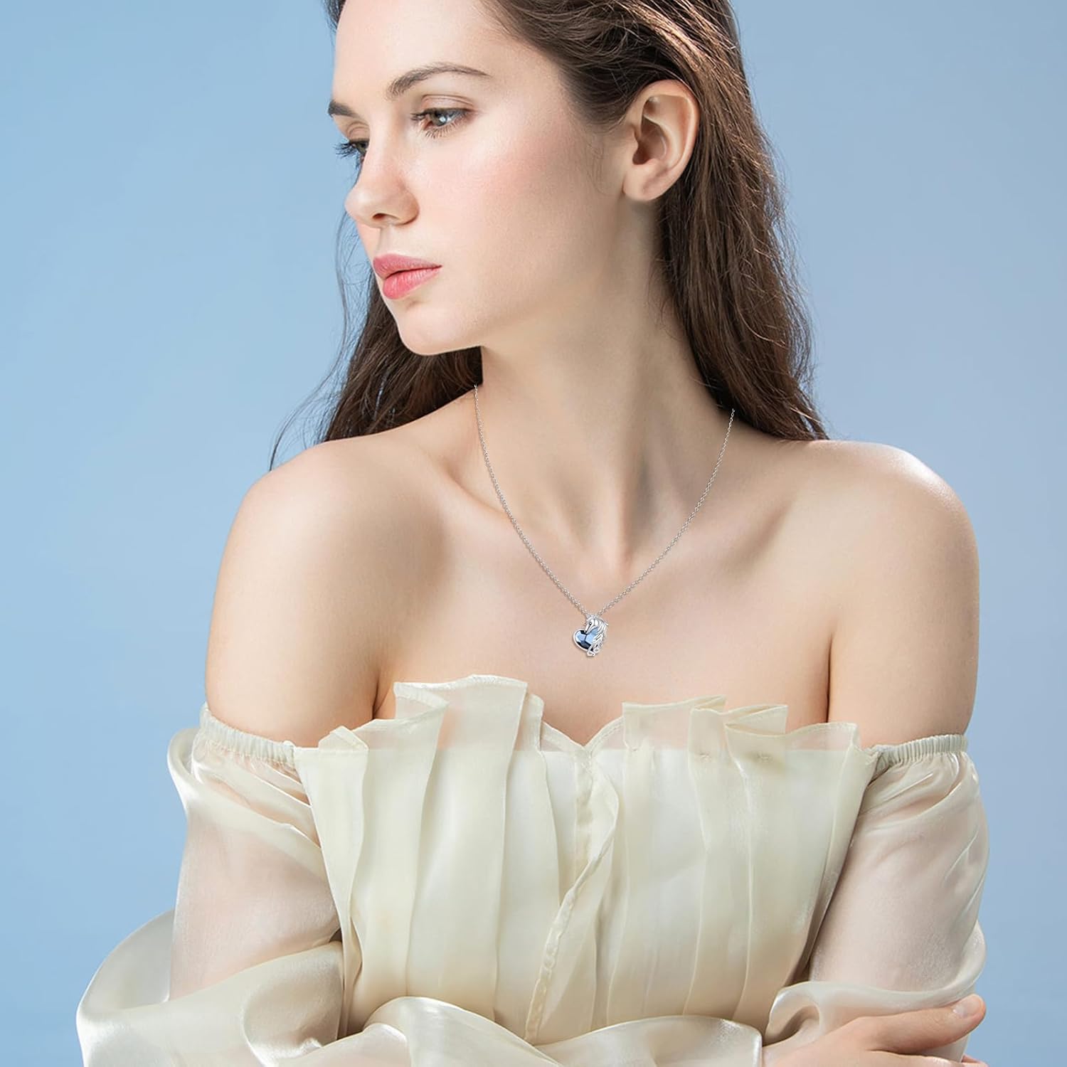 Celtic Horse Necklace S925 Sterling Silver Blue Circle Crystal Celtic Knot Horse Pendant Horse Equestrian Jewelry Gift for Women Wife Daughter BBS Horse Love - Image 4