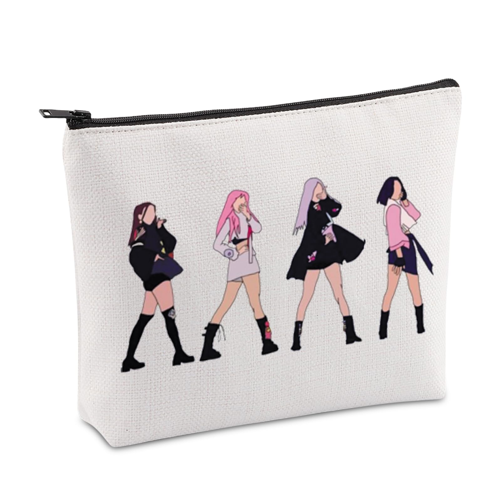 VAMSII K Pop Cosmetic Makeup Bag K-Pop Singer Merch Black Singer Inspired Gift for Music Lover Gifts k-Pop Team Gifts (Beige)