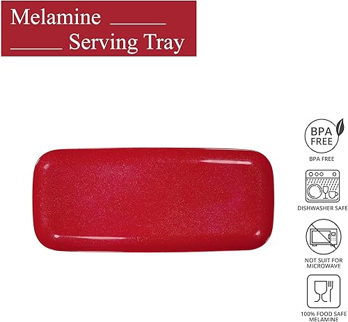 Miniatura 29 de UP ware Poinsettia Joyful Holiday - Bandeja de melamina para servir, bandeja rectangular de 15 x 6.5 pulgadas, bandeja de alimentos sin BPA