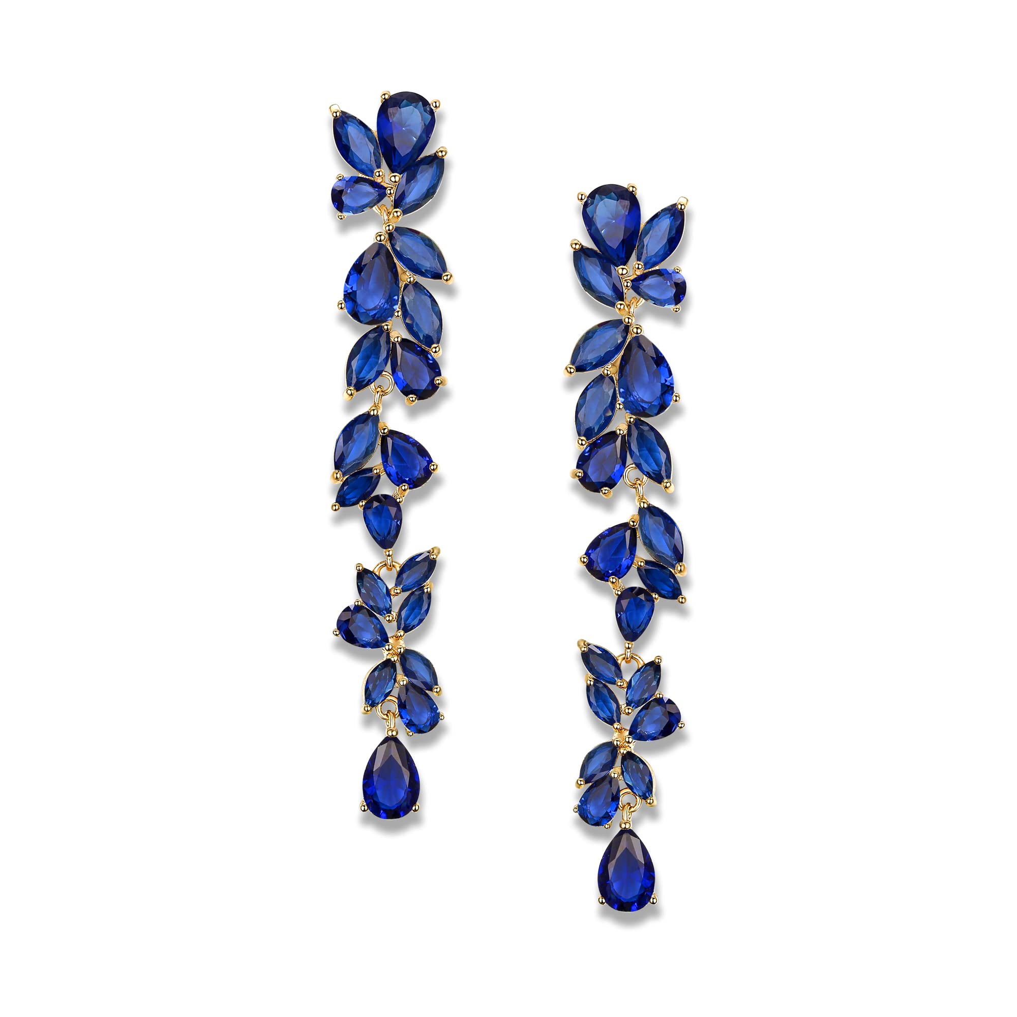EVER FAITHPendientes Mujer Circonio Cúbico en Forma de Marquesa Flor de Cristal de Araña Aretes Cuelgan para Novia Boda